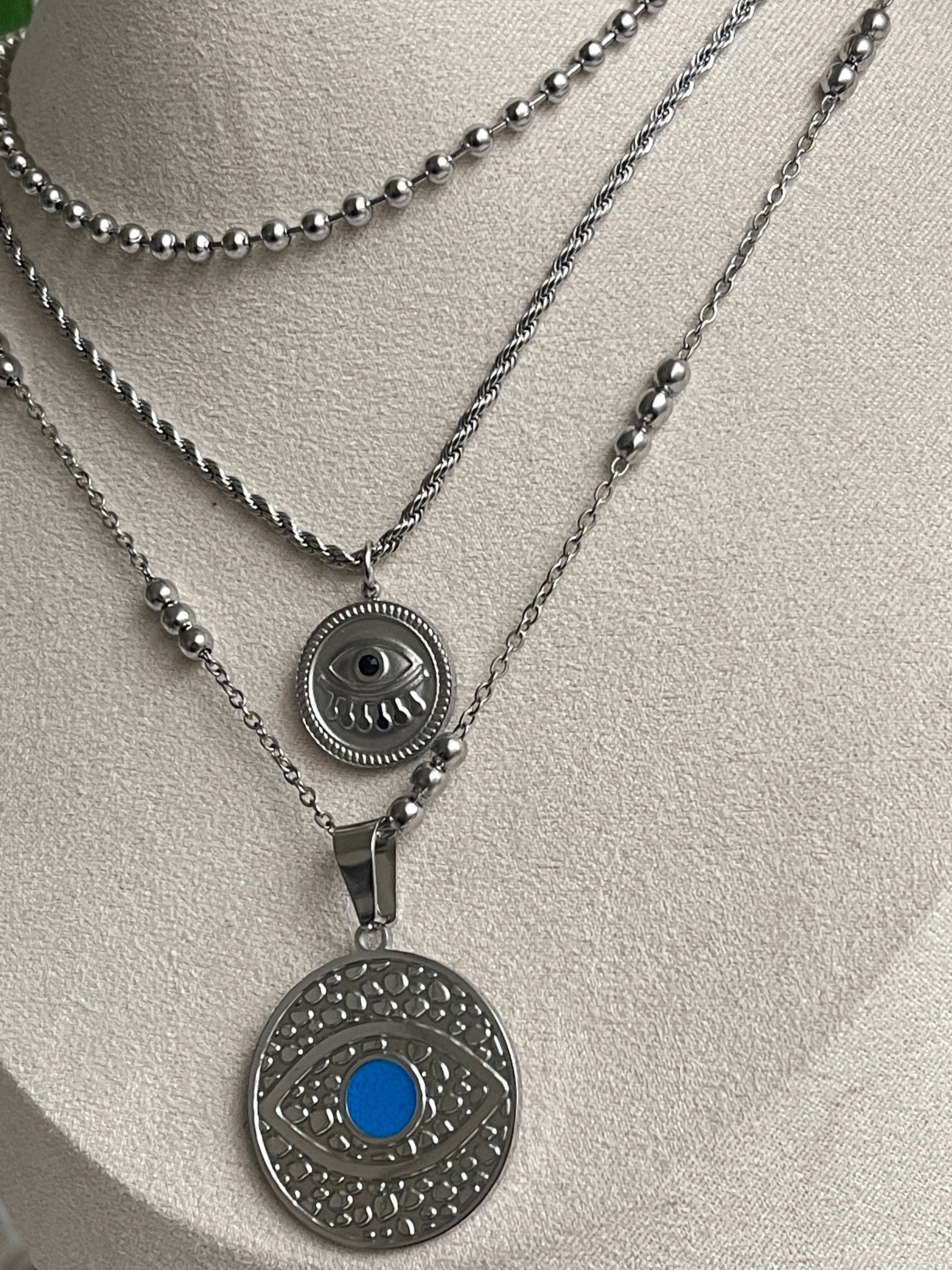 Triple eye chain silver