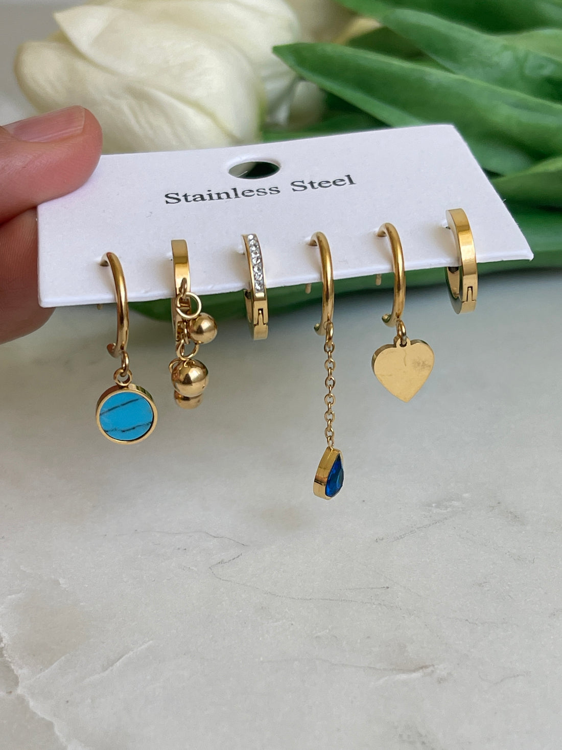 Earrings set Blue Stone