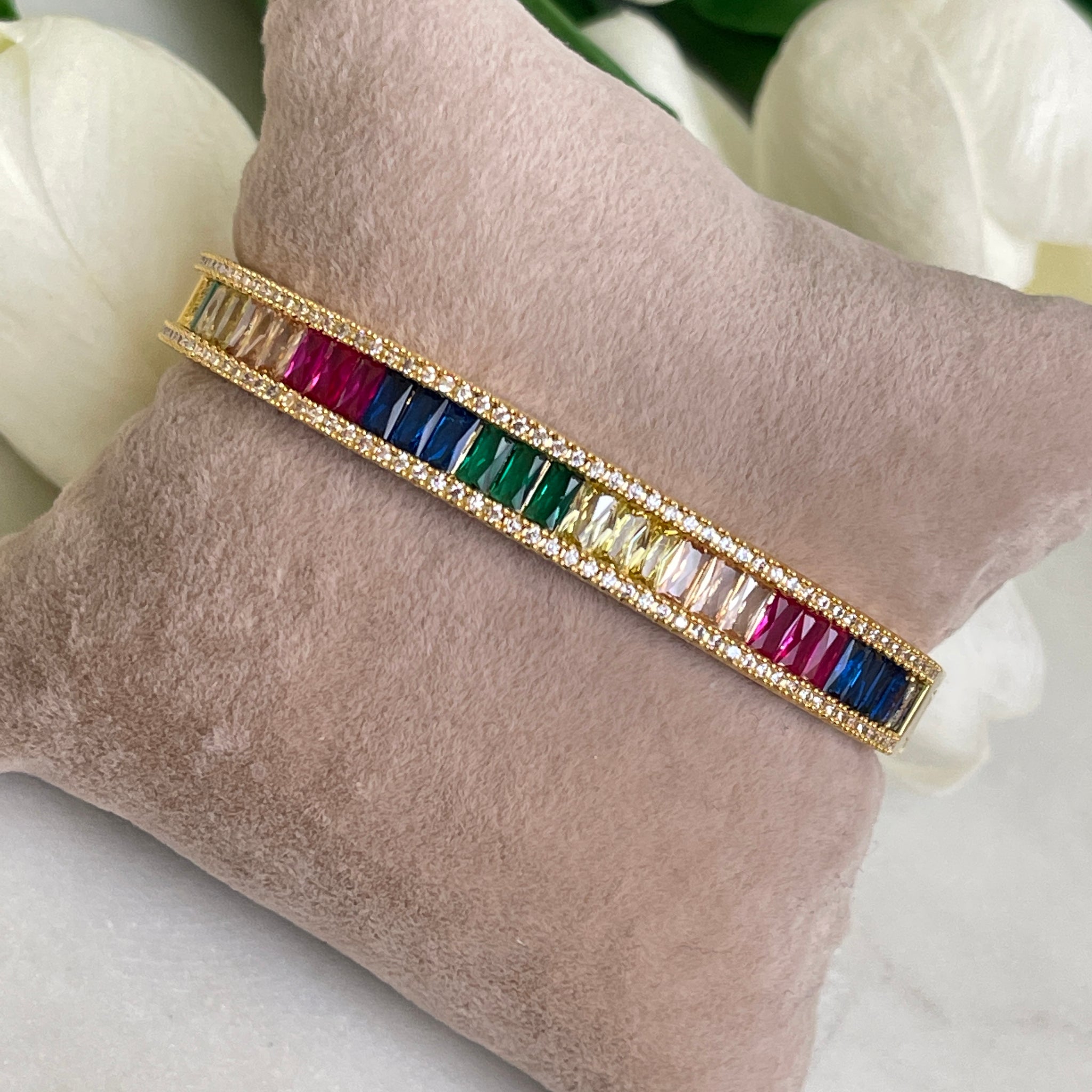 Rainbow bangles with zirconia stones