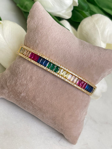 Rainbow bangles with zirconia stones