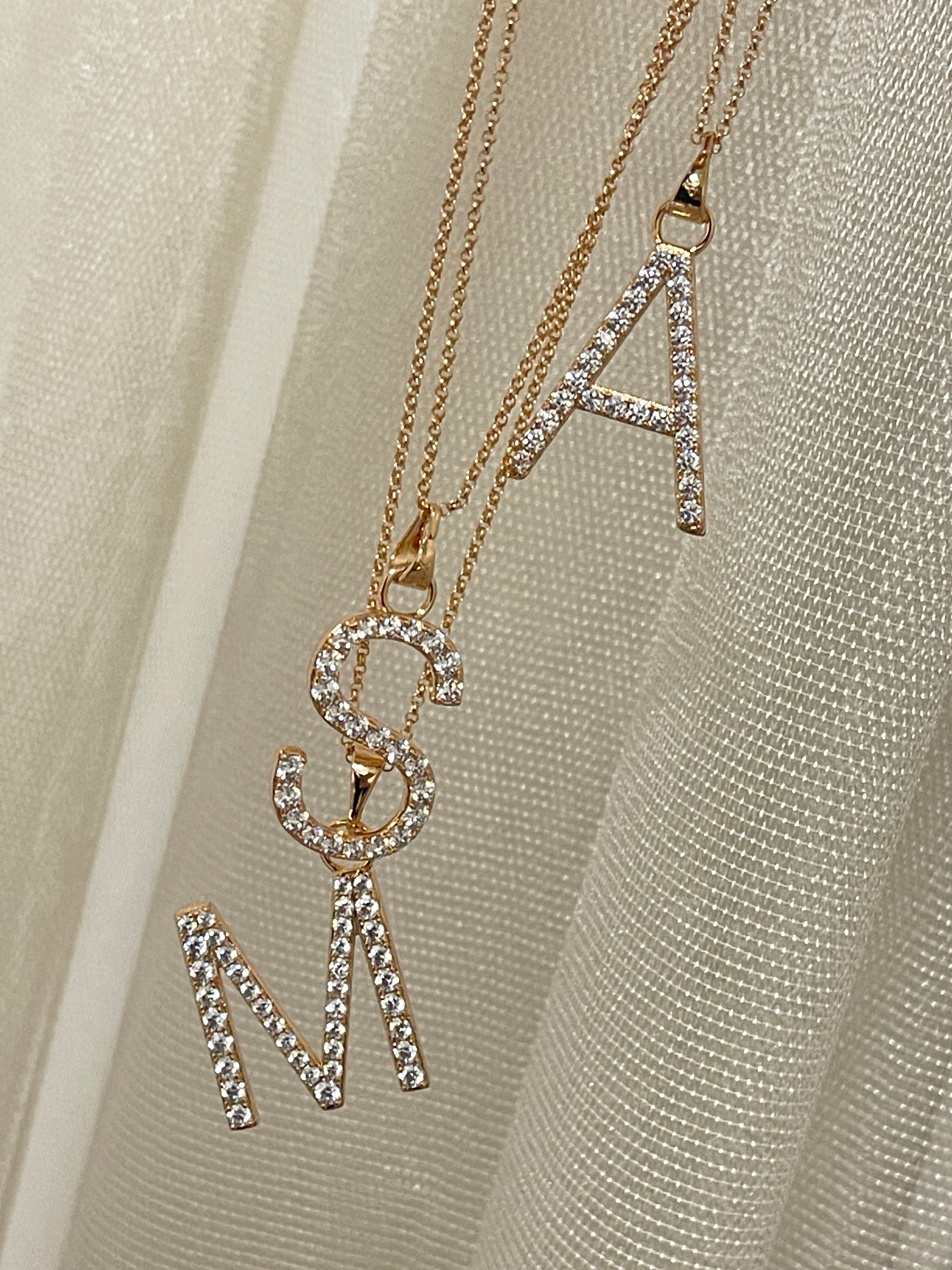 Letter chain with zirconia stones large