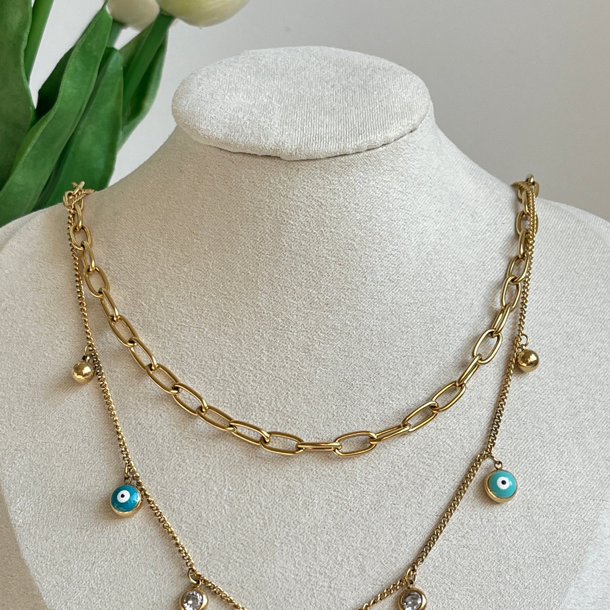 Double Chain Nazar Necklace