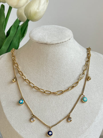 Double Chain Nazar Necklace