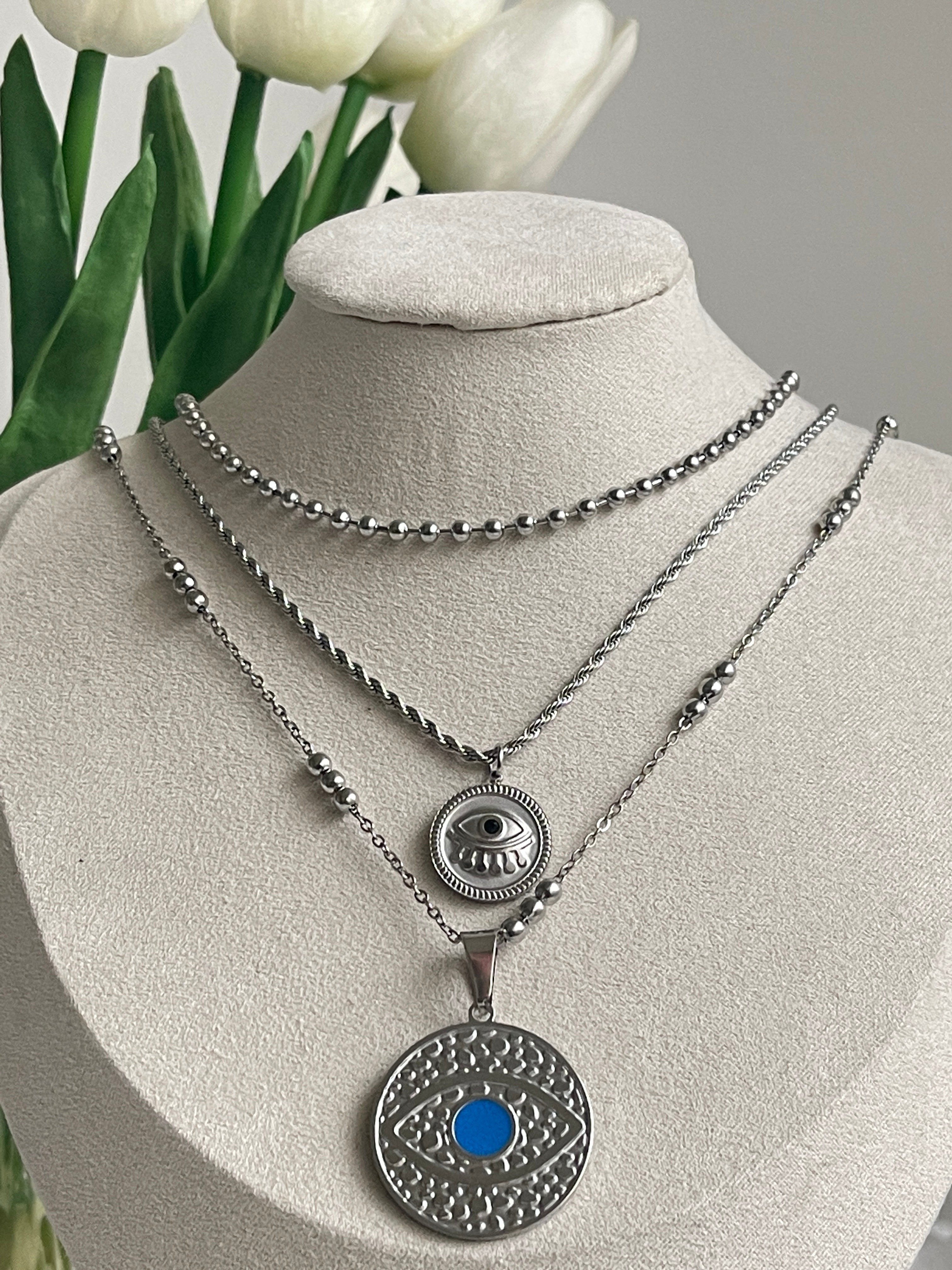 Triple eye chain silver