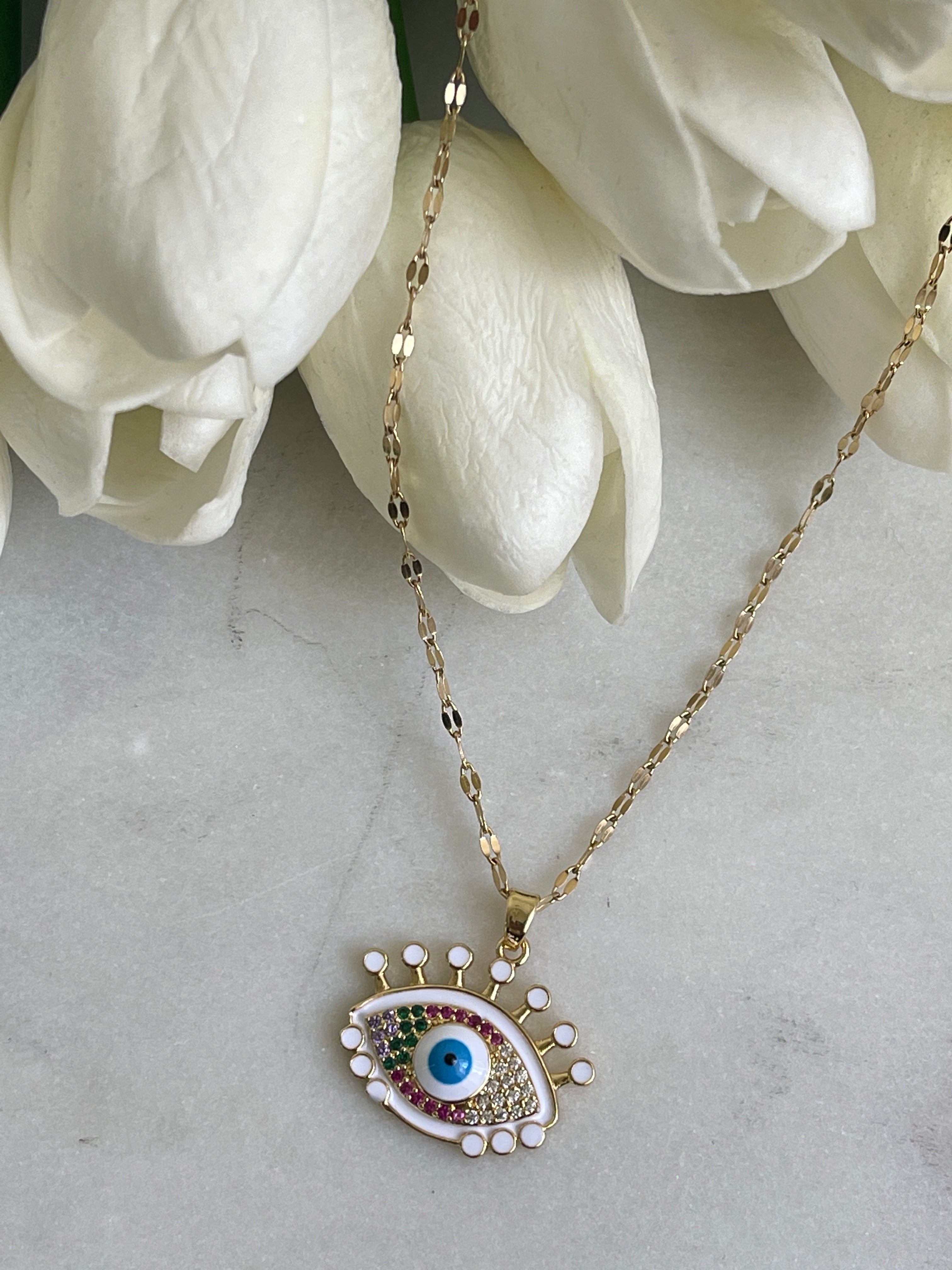 White Evil Eye Kette