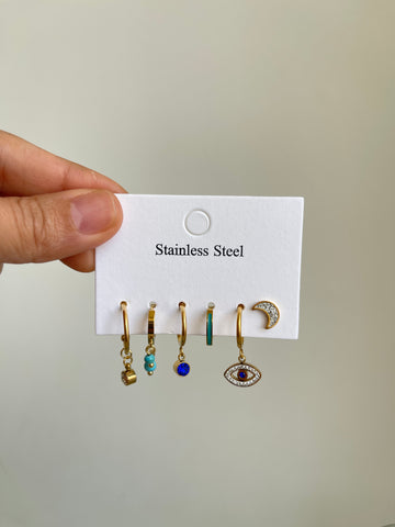 Earrings Set Evil Eye