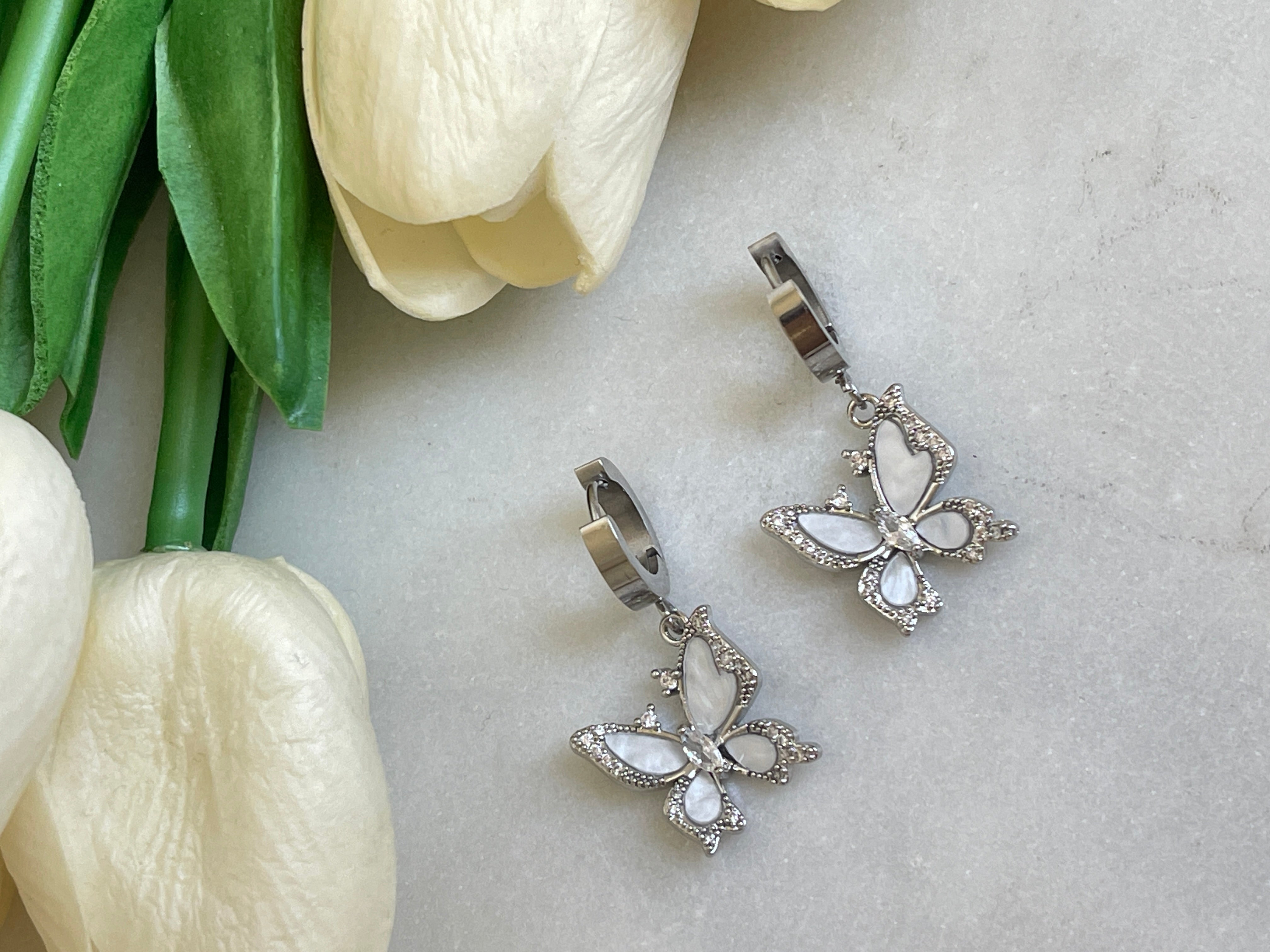 Schmetterling Perlmutt Ohrringe