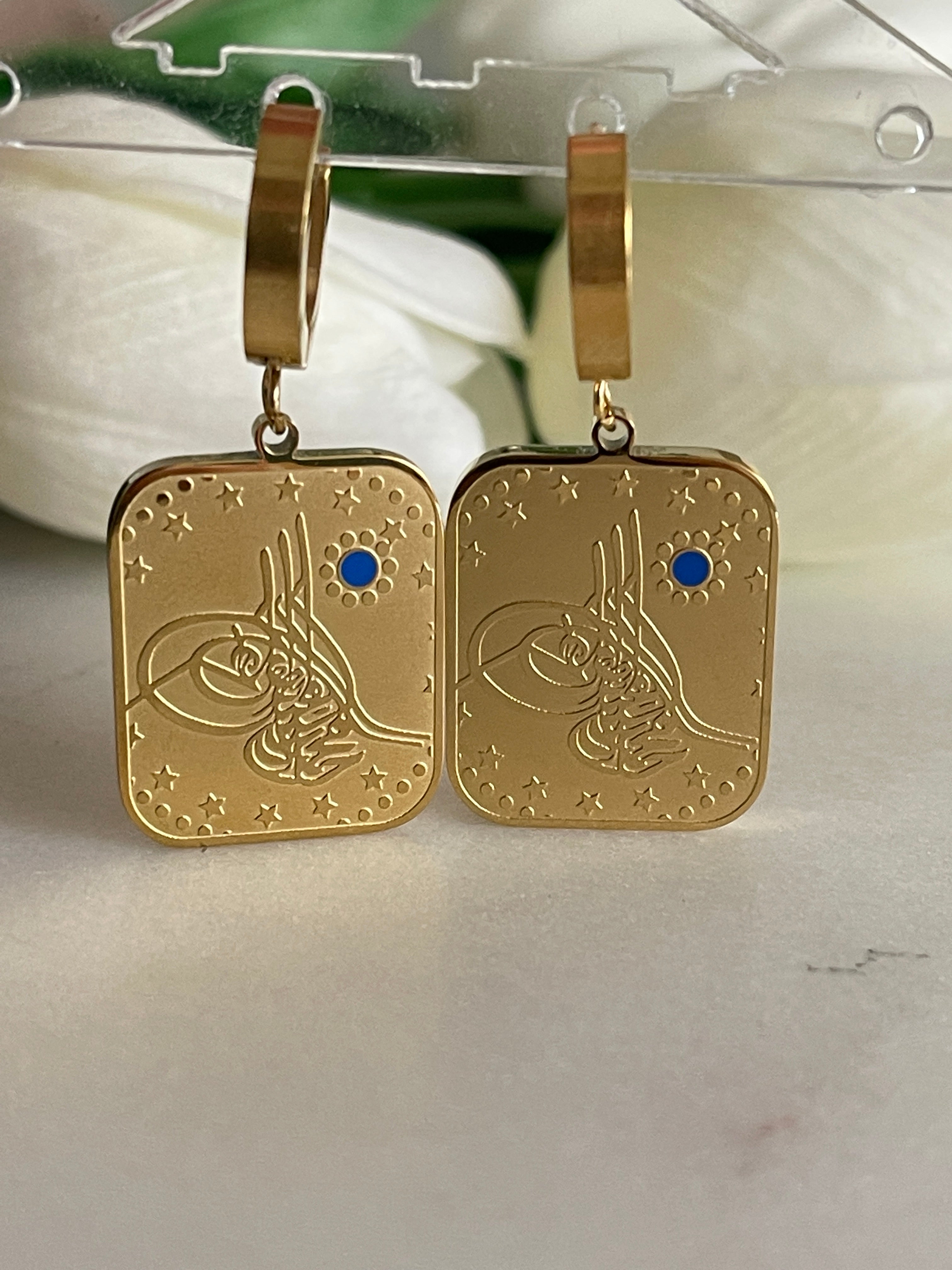 Tugra Ohrringe viereckig