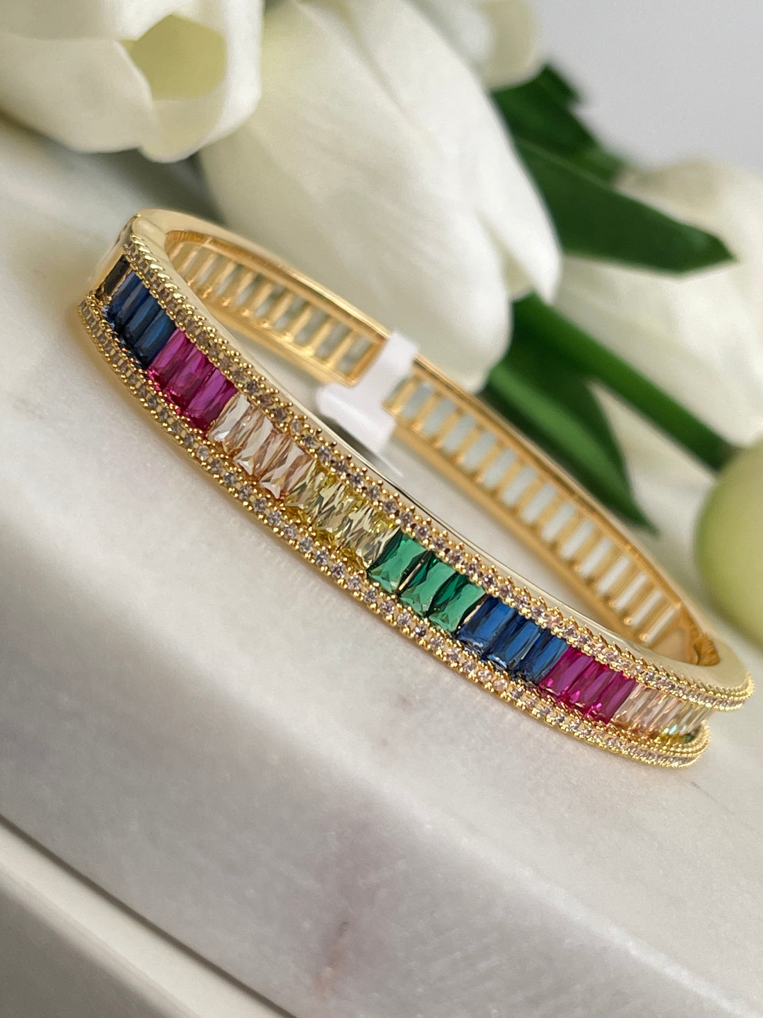 Rainbow bangles with zirconia stones