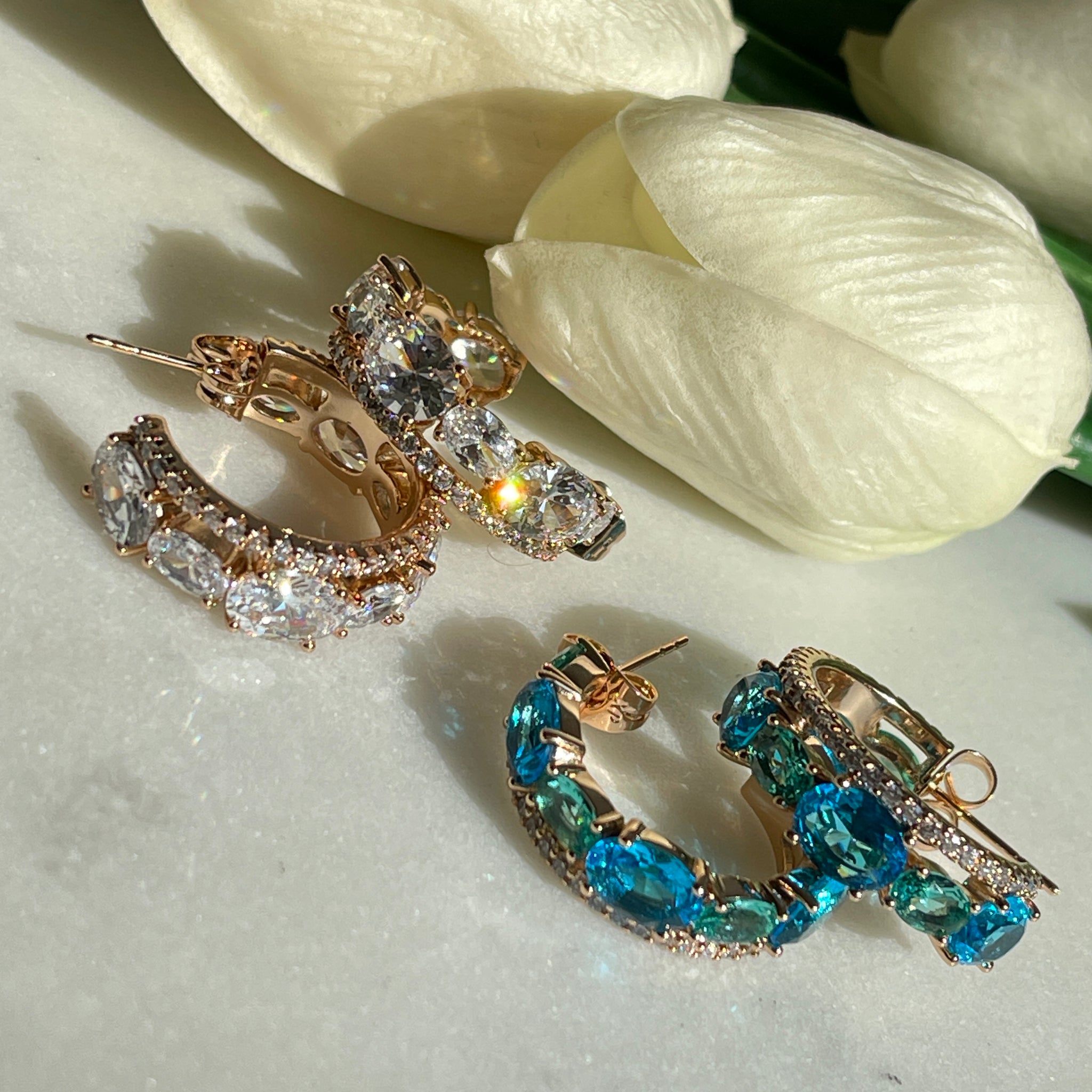 Ocean earrings with zirconia stones