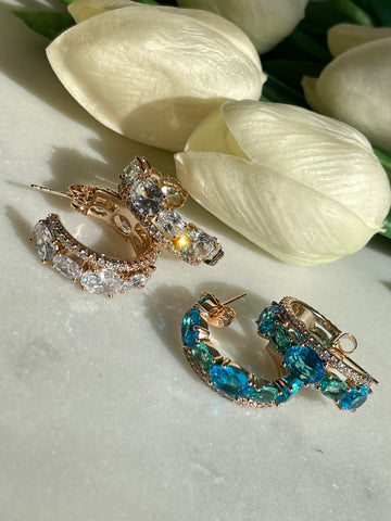 Ocean earrings with zirconia stones