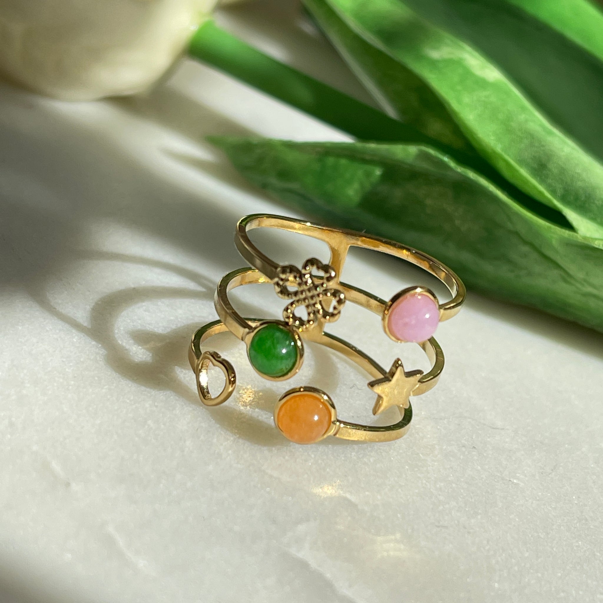 Clover Heart Sky Ring