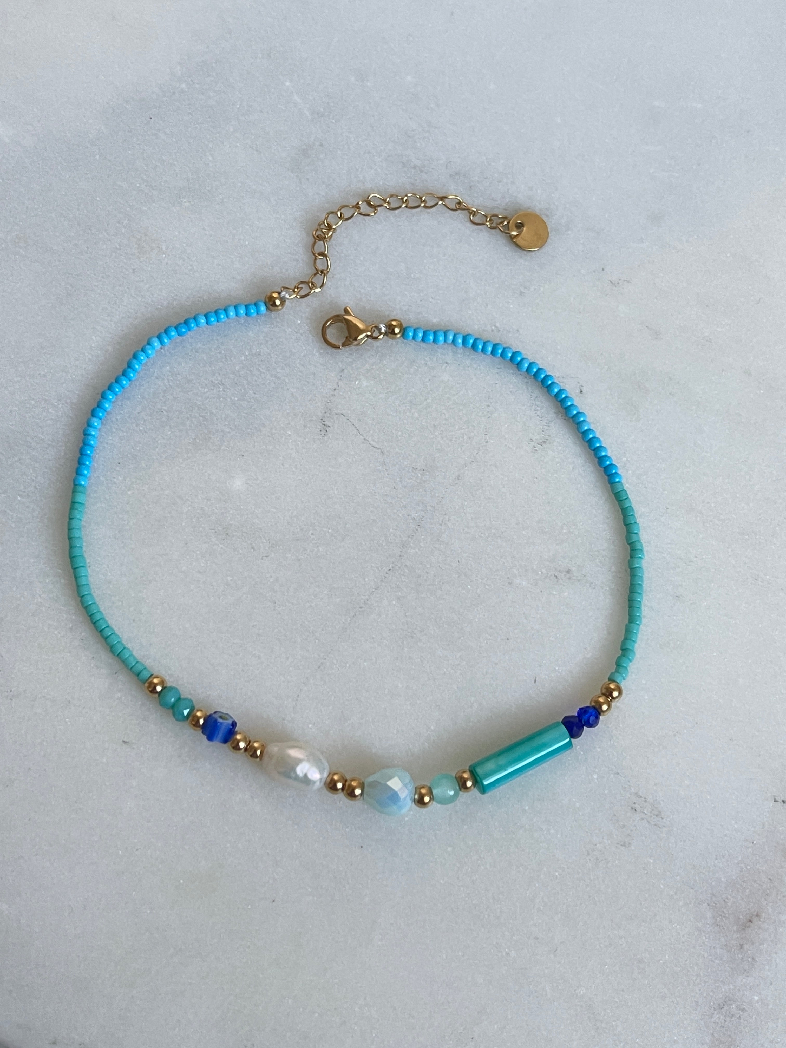 Türkis Perle Fußkette