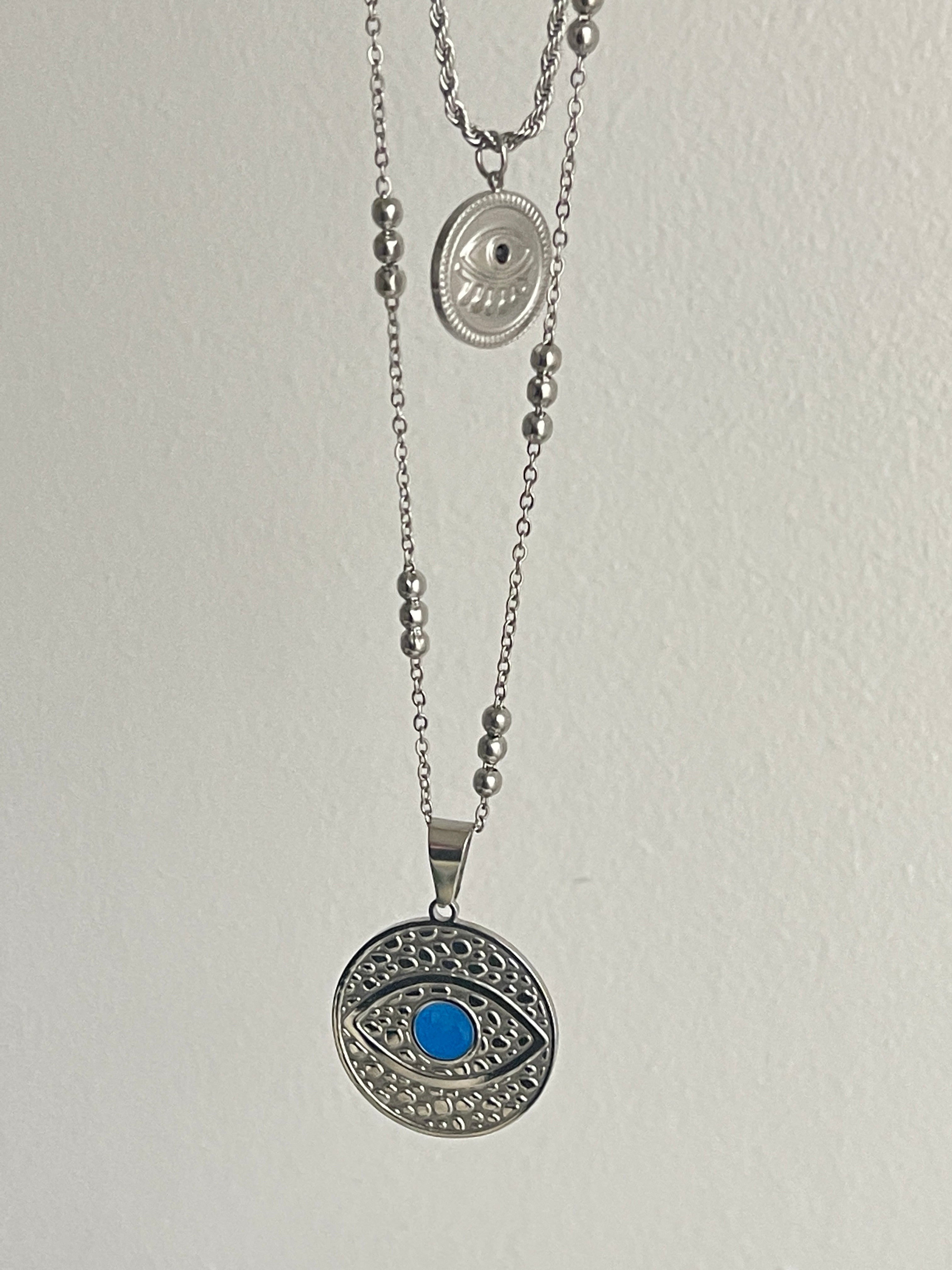 Triple eye chain silver