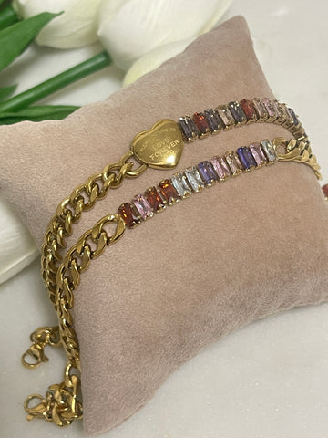 Bracelet baguette arc-en-ciel